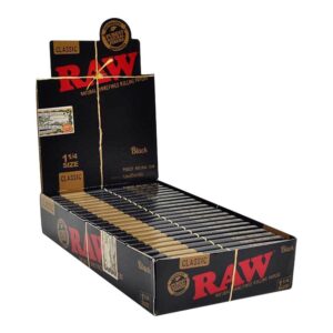 RAW - Natural Unrefined Rolling Papers - Classic Black 1.25