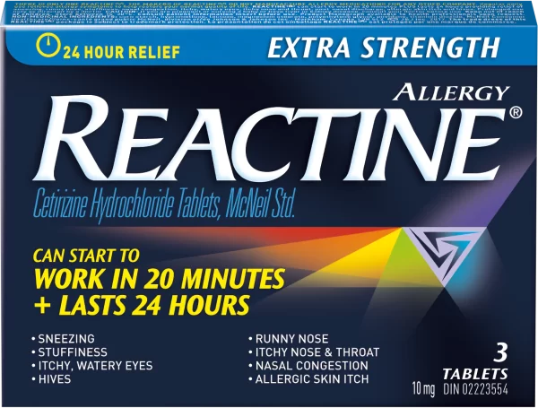 Reactine Extra Strength Allergy Cetirizine Hydrochloride Tablets 10mg 3ct - HTH005