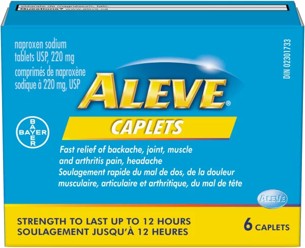 Aleve Caplets Naproxen Sodium Tablets USP 220mg 6ct - HTH014