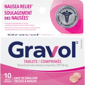 Gravol Easy To Swallow Tablets Dimenhydrinate Tablets USP 50mg 10ct - HTH032